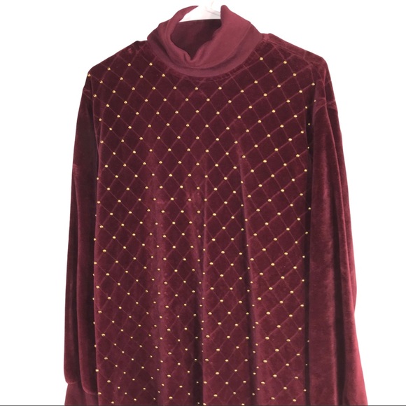 Vtg Quilted Studded Plush Velour Top - Picture 3 of 12